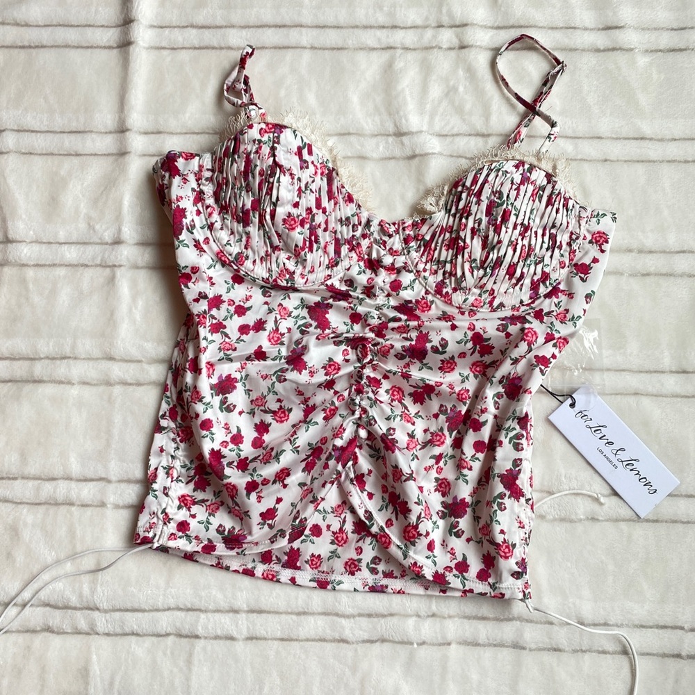 NWT For Love & Lemons Floral Melrose Top